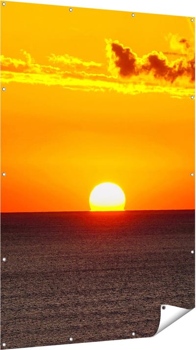 Gards Tuinposter Oranje Zonsondergang in de Oceaan - 120x180 cm - Tuindoek - Tuindecoratie - Wanddecoratie buiten - Tuinschilderij