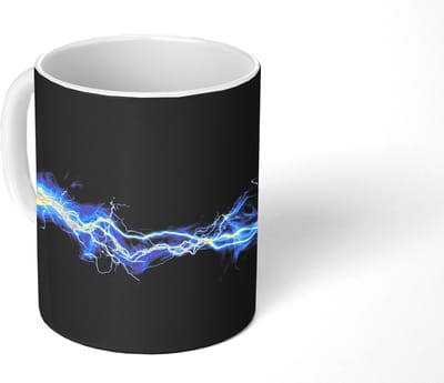 Mok - Koffiemok - Bliksemflits - Blauw - Energie - Mokken - 350 ML - Beker - Koffiemokken - Theemok