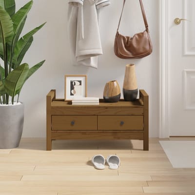 vidaXL - Halbankje - 80x40x43 - cm - massief - grenenhout - honingbruin