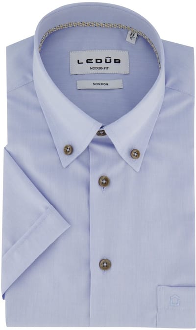 Strijkvrij overhemd lichtblauw Ledub Modern Fit button-down collar
