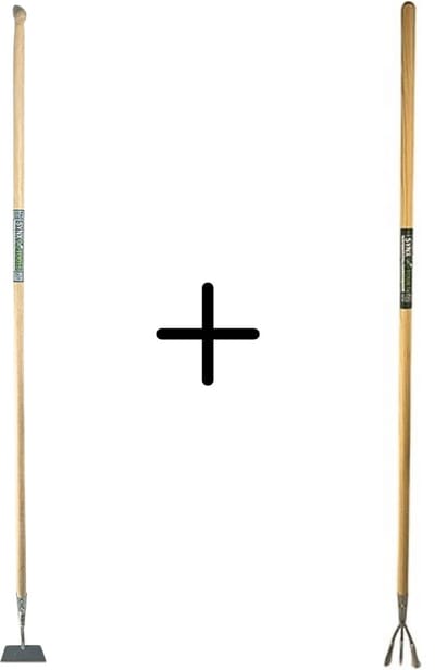 Synx Tools Rechte Schoffel 12cm met Steel 160cm + Tuinkrabber 3 Tanden met Steel 150cm - Tuinkrabber - Rechte Schoffel 12cm