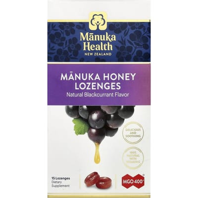Manuka Honing Pastilles, Zwarte Bes, Mgo 400+, 15 Stuks