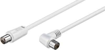 IEC (m) recht - IEC (v) haaks coaxkabel - wit - 1,5 meter