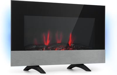 Klarstein Basel elektrische haard - ventilatorkachel met 1000 of 2000 watt verwarmingsvermogen, 2 warmtestanden, LED-vlamillusie in 7 kleuren, thermostaat, vrijstaand of wandmontage, weektimer, zwart