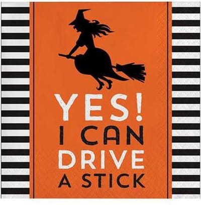Thema feest papieren servetten heks yes i can drive a stick 32x stuks 25 x 25 cm - Halloween tafeldecoratie