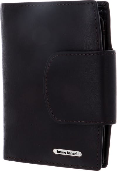 bruno banani Leren Portemonnee New York Wallet with Flap Brown Bruine
