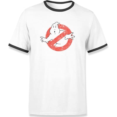 Ghostbusters Vintage Classic Logo Men's Ringer T-Shirt - White/Black - L