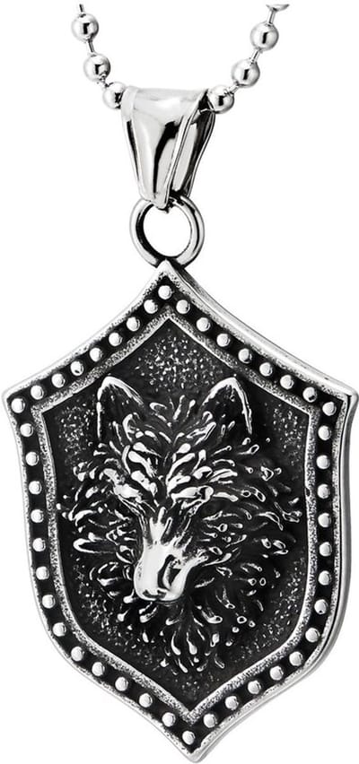 Allecto - Vintage Viking-wolfskop - Heren halsketting - Robuuste