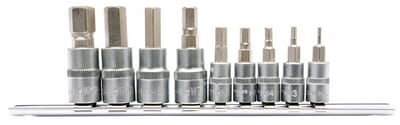 Yato HEX Dopsleutelset 9 Delig 2-12mm 1/4" & 3/8"