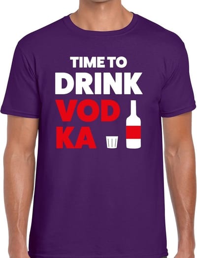 Time to drink Vodka tekst t-shirt paars voor heren - heren feest t-shirts S
