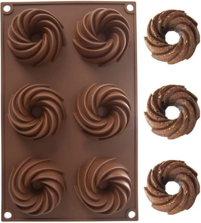 Mini Tulbandvorm Silicone Bruin SILLINIE 28x17x3 cm - Cupcake Bakvorm - Bundt - Cakevorm - Vorm voor Bakken - Muffins Cupcakes - Brownies - Cakes - Pudding