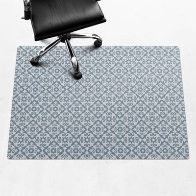 Wallfluent - Vloerbeschermer Bloemenornament - 140x100 cm - Blauw Bureaustoel Vloerbeschermer - Rechthoekig - Vloerbeschermer Tapijt-Stoel Mat-Kantoordecoraties - Boho-patroon