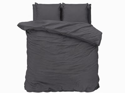 Decoware Dekbedovertrek Uni 200x220 cm - Antraciet - Katoen - Met Kussenslopen - Tweepersoons