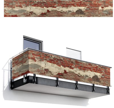 Balkonscherm 500x75 cm - Balkonposter Muur - Baksteen - Verweerd - Balkon scherm decoratie - Balkonschermen - Balkondoek zonnescherm
