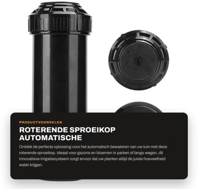 Dailygoods- Sproeikop Roterend - Irrigatiesprinkler - Automatisch - Bereik 4-12 m - Spuitdruk 0,12-1,04 m³/uur - Gewicht 310 g - Afmetingen 19 x 7 x 7 cm