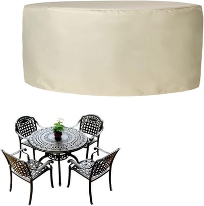 Tuinmeubelhoes Rond - Terrasmeubelhoes Beschermhoes - Meubels Beschermen - 420D Oxford Stof - Universele Maat - Zwart