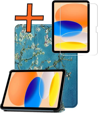 Hoesje - Geschikt voor Apple iPad A16/A18 (2025/2026) - 11 inch (11e & 12e generatie) - Met Screenprotector - Trifold Bookcase - Hard Cover - Hardcover Book Case - Tablet Hoes - Bloesem