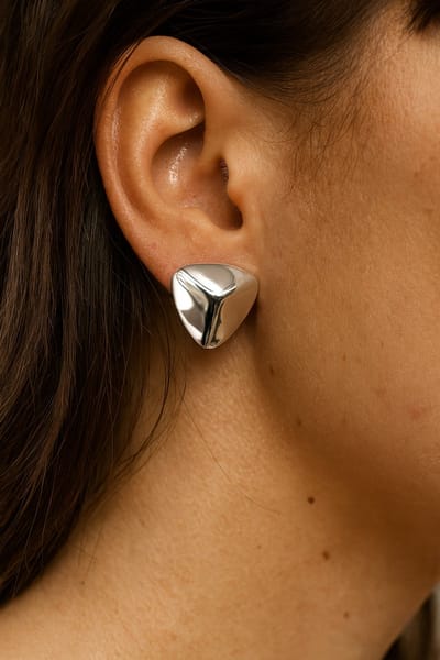 Lundholm Oorknopjes Dames – Premium Stainless Steel Jewellery – Oorbellen Zilver kleurige Luxe Studs (3,7 × 2,9 × 1,1 cm) – My Astri Serie – Waterproof & Hypoallergeen – Inclusief Luxe Geschenkverpakking