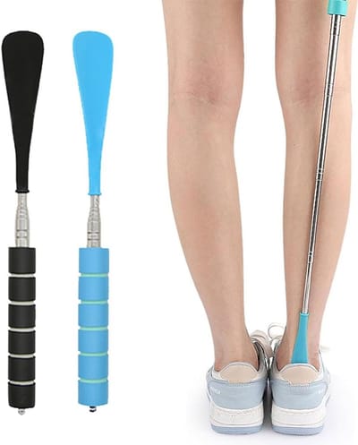Telescopische Schoenlepel - Verstelbare Schoenhelper - Gemakkelijk Schoenen Aantrekken - Roestvrij Staal ABS - 30-70 cm - Zwart Blauw