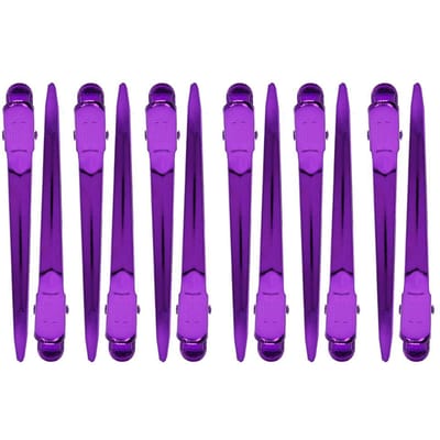 12 stuks Salon Klemmen Grips Kapsalon Barbershop Eendenbek Haarclips Haarspeld voor SalonRood paars
