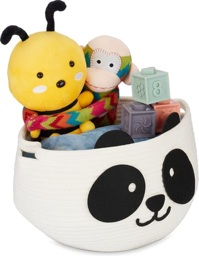 speelgoedmand kinderkamer - panda - 24,5 x 35 cm - katoen - babykamer