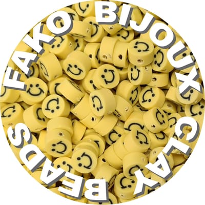 Fako Bijoux - 1000 Klei Kralen Smiley / Emoji Geel - Polymeer Kralen - Figuurkralen - Kleikralen - 10mm - 1000 Stuks - Bulk
