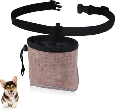 Traktatietas voor honden - Voederzak hond - Hondentraining buiten - Geïntegreerde poepzakdispenser - 145 x 15 x 7 cm - Roze