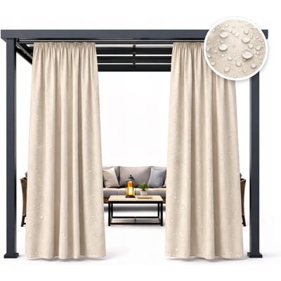Waterdichte Tuin Gordijnen 155X180 Buiten Voor Terras Balkon Licht Beige