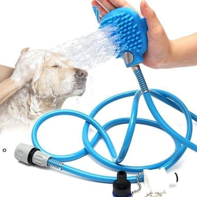 Huisdier Douchekop Siliconen Massage Tool Geschikt voor Binnen- en Buitengebruik, Multifunctionele Katten- en Hondendouchekop Massage blauw