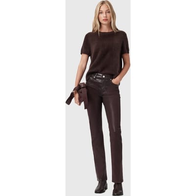 AllSaints Haldan Coated Jean Burgundy Red Taglia: W31 | Pantaloni di pelle Outlet | Donna | Marrone