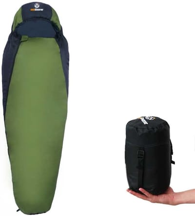 Lichte Slaapzak - Warme Slaapzak - Trekking Kamperen - Ruimtebesparend Compact - 215x75x50cm - Groen