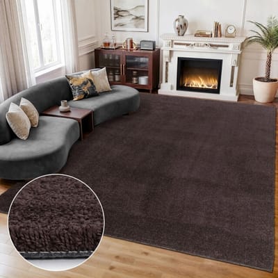 Comfy Premium - Luxe Effen Vloerkleed Wasbaar Uni Bruin- 80x150 CM