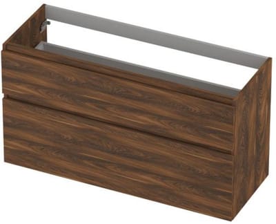 INK - Onderkast 2 Laden Greeploos Hout Decor met Houten Keerlijst A-symmetrisch - 1200x450x650 Mm - Noten