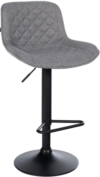 CLP Kasson Barkruk - met rugleuning - In hoogte verstelbaar - metalen frame - met voetsteun - zwart/donkergrijs