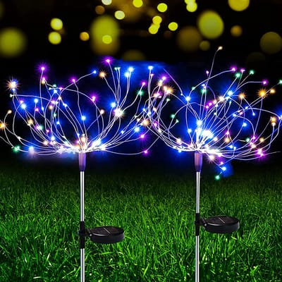 2-Pack Vuurwerkverlichting voor Buiten - Zonne-energie & Waterdicht - Colorful