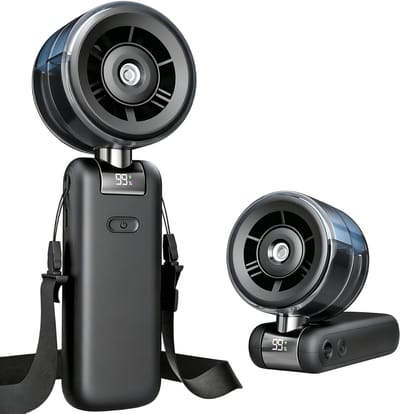 Ventilator – Kleine ventilator – Draagbare ventilator – 4000 mAh oplaadbaar – 5 snelheden – Koele nevel – Opvouwbaar – Ideaal voor zomerse reizen & buitenactiviteiten