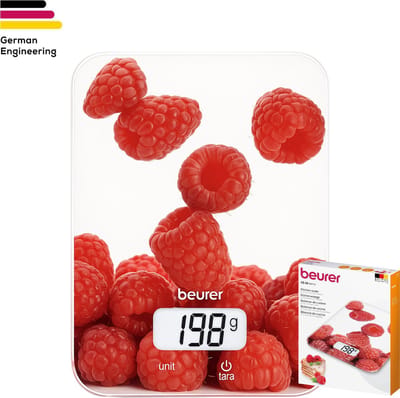 Beurer KS 19 Berry Keukenweegschaal – Digitaal – 5 kg – Tarra Functie – Touchbediening – Ultra Plat – Incl. Batterij – 5 Jaar Garantie – Framboos Design