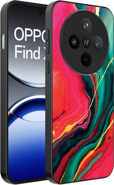 Smartphonica Telefoonhoesje Geschikt voor Oppo Find X8 met Rood Groen Marmer Opdruk - TPU Backcover Case Red Green Marble Design geschikt voor Oppo Find X8