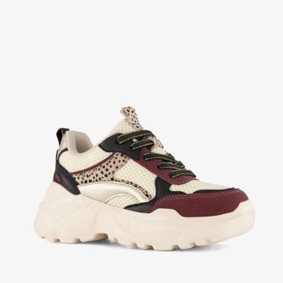 Blue Box meisjes dad sneakers beige bordeaux - Maat 30 - Uitneembare zool