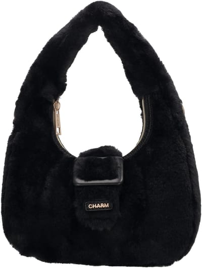 Charm London Alaska Handtas - Schoudertas - Crossbody - Fur - Bont - Zwart