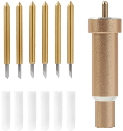 JGS Premium - Set van 7 Vervangende Snijbladen inclusief Opbergdoos - Geschikt voor Cricut Explore Air / Air 2 / Maker 3 - Reservebladen voor Precieze en Diepe Sneden - Goudkleurig