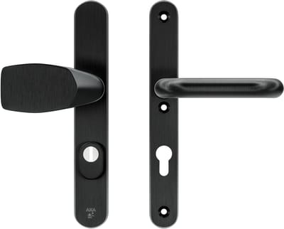 AXA Veiligheids Deurbeslag set - Oval Plus Smal - Deurkruk Zwart - Kruk/Knop - PC72 met kerntrekbeveiliging - SKG3 - Schild smal