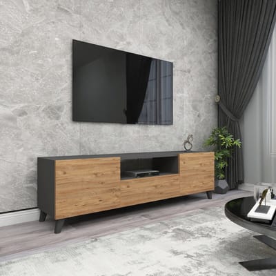 TV meubel Torsby 46x140x30 cm antraciet en eiken