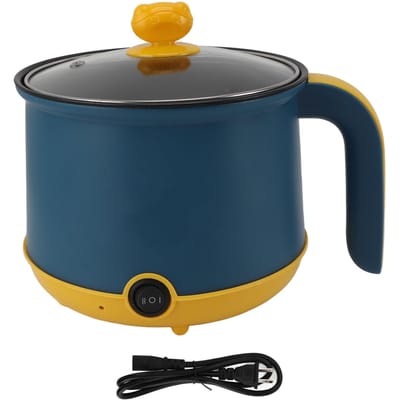Elektrische Mini Hot Pot 1.8L 600W Anti-aanbaklaag 2 Niveaus Instelbaar Roestvrijstalen Elektrische Pan Elektrisch L(for 6.5-9kg) blue