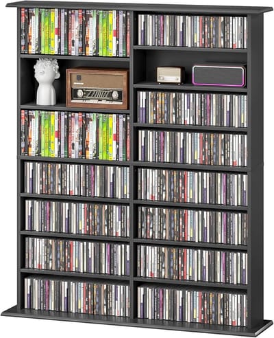 Mediakast Opbergrek - CD DVD Kast - Collectie Opbergen - 16 Vakken Verstelbaar - 106 cm Breed - Zwart
