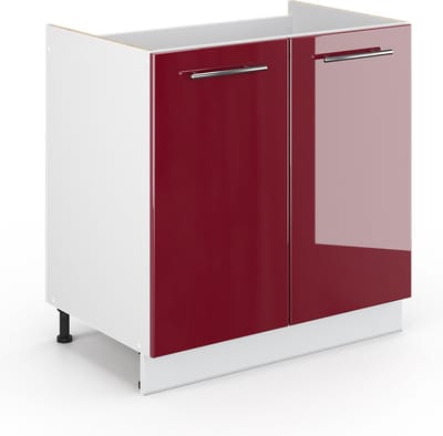 Vicco Fame-Line Wastafelonderkast – 80 x 82 cm zonder werkblad Bordeauxrode hoogglans