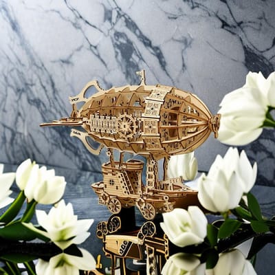 Creatief Luchtschip Model DIY 3D Houten Puzzel Bouwsteensets Montage Speelgoed Verjaardagscadeau voor kinderen Volwassen Home Decor brown