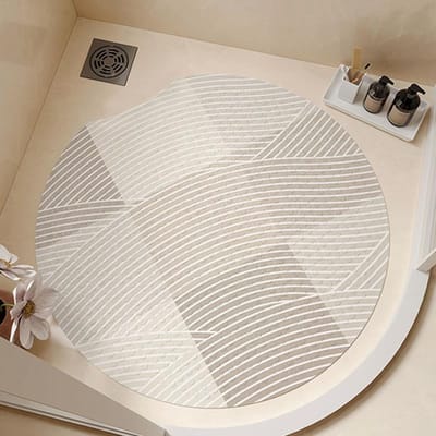 Tapis de sol rond à ventouse Tapis de pied antidérapant pour salle de bain Simple Salle de douche étanche et anti-chute Tapis spécial round notch 55 * 55cm white