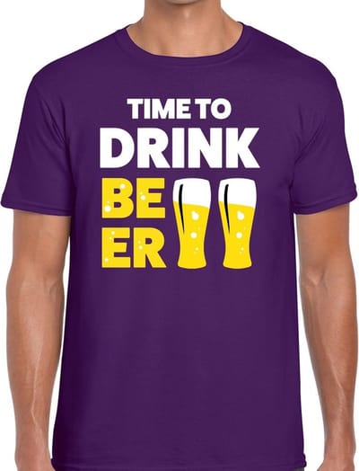 Time to drink Beer - tekst t-shirt - paars - voor heren - Thema feest shirts - BIER Drinken - Drank - Festival - Carnaval S