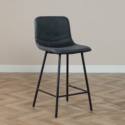 Bronx71® Industriële barkruk Mikky zwart/antraciet eco-leer 65-78 cm - barstoel